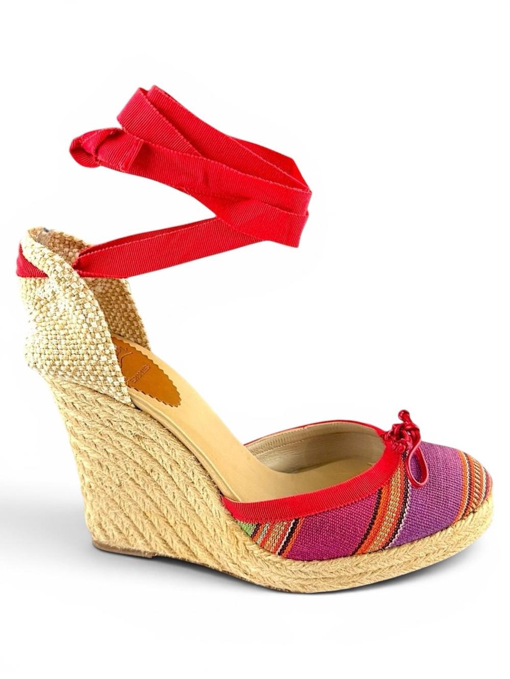 Christian Louboutin Canvas Caron Plato Wedge Espadrille Sandals – Size 39